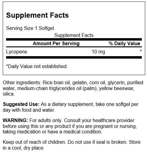 Swanson Lycopene 120 Softgels | 10 mg | Prostate & Cellular Health
