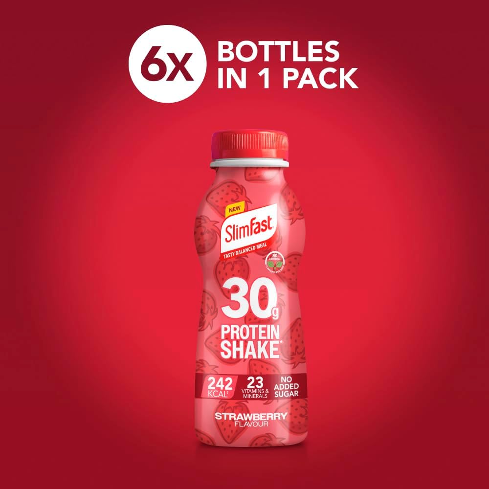 SlimFast High Protein Ready To Drink Strawberry Shake – 6 x 325ml