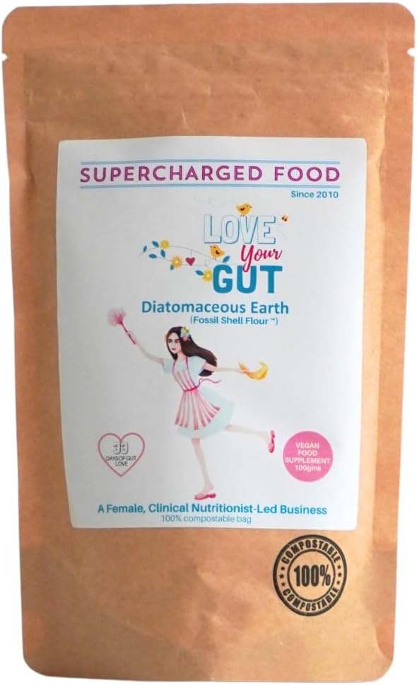 Supercharged Food Love Your Gut Diatomaceous Earth Powder pouch, 100g.