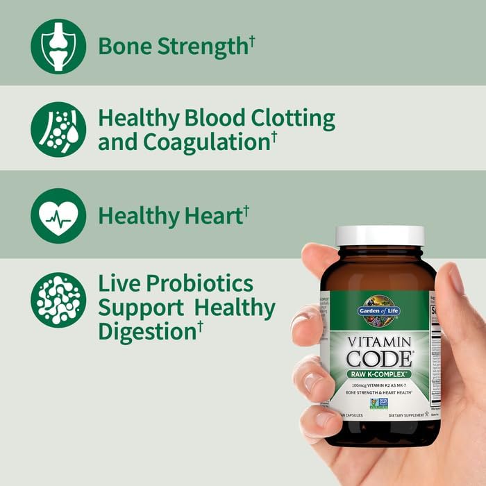 Garden of Life Vitamin Code Raw K Complex, Vitamin K2 & K1,