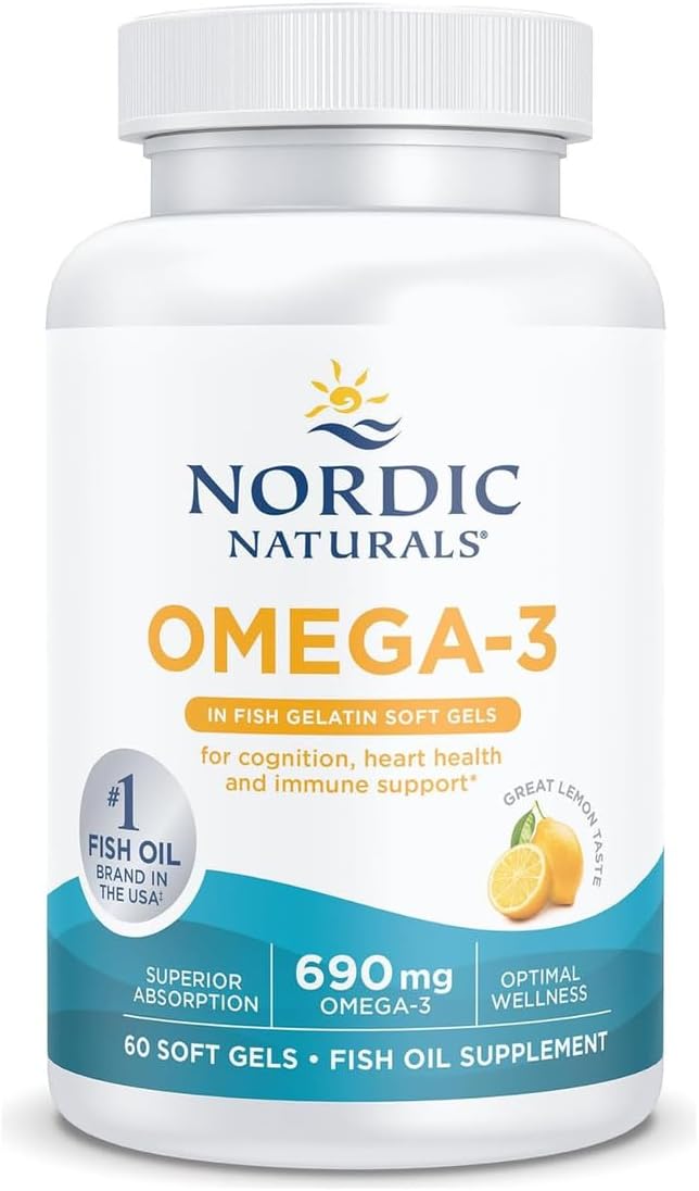 Nordic Naturals Lemon Omega-3 Fish Gelatin Soft Gels bottle - 60 Count