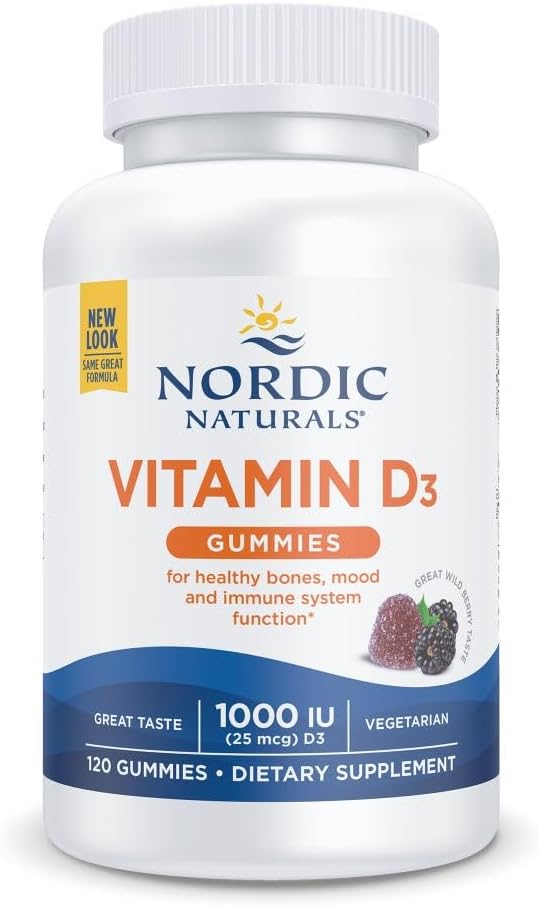 Nordic Naturals Vitamin D3 plus Iron Gummies bottle, Wild Berry flavor, 120 count