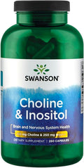 Suplemento de Colina 250mg e Inositol 250mg Swanson – 250 Cápsulas