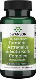 Complejo de Cúrcuma Astrágalo Gotu Kola de Espectro Completo Swanson – 60 Cápsulas
