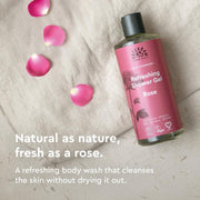 Urtekram Refreshing Rose Shower Gel 500ml bottle for everyday shower care