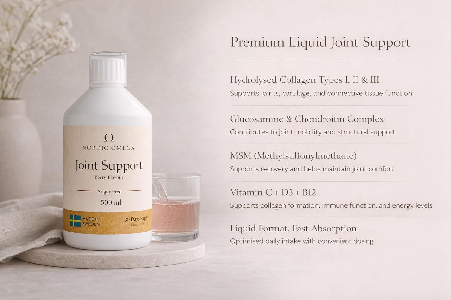 Nordic Omega Joint Support Liquid Collagen Berry 500ml