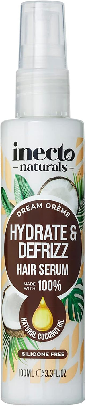 Inecto Naturals Dream Crème Hydrate & Defrizz Hair Serum tube coconut fragrance 100ml front product packaging