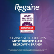 Regaine advertisement with Newsweek trust badge on a blue and purple gradient background