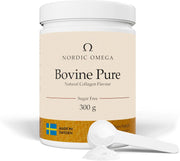 Nordic Omega Bovine Pure Collagen powder tub unflavoured sugar free 300g with dosage powder