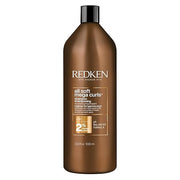 Redken All Soft Mega Curls Shampoo bottle, sulfate-free, 1000ml on white background.