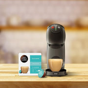Nescafé Dolce Gusto Flat White Coffee Capsules 16 pack showing coffee machine preparation information