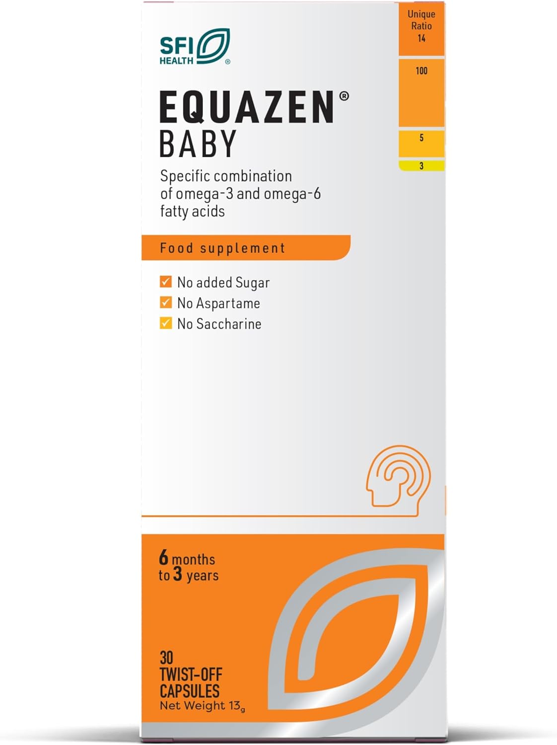 Equazen Baby food supplement packaging on a white background