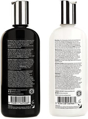 Full ingredient lists for Watermans shampoo and conditioner on bottle packaging.