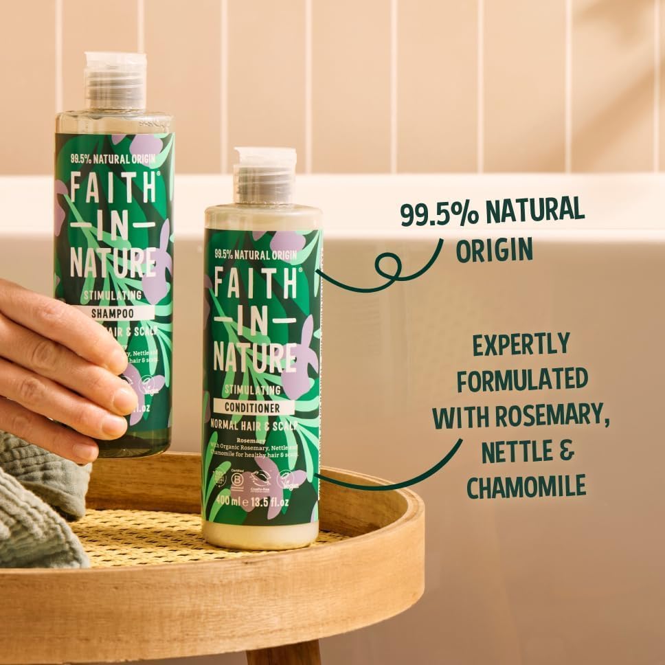 Faith In Nature Rosemary Stimulating Conditioner, bottle packaging, rosemary, 400ml, hair care