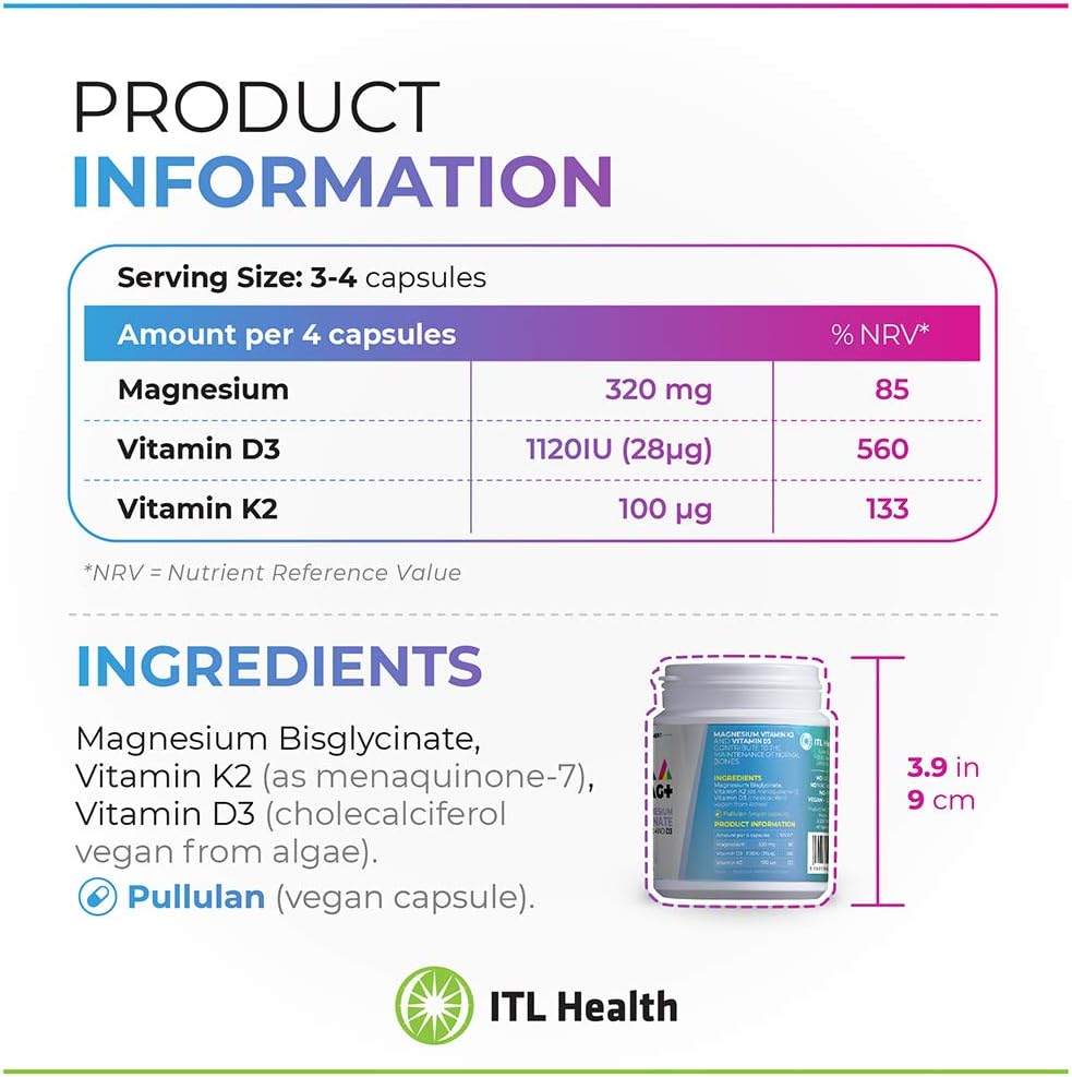 Label of MAG365 PrizMAG showing ingredients K2 & D3.