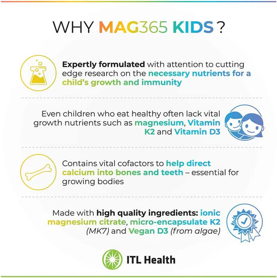 MAG365 Kids Magnesium Multi Powder, Fruit Splash - 150g