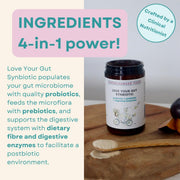Ingredients and directions for Synbiotic Powder for Gut Health.