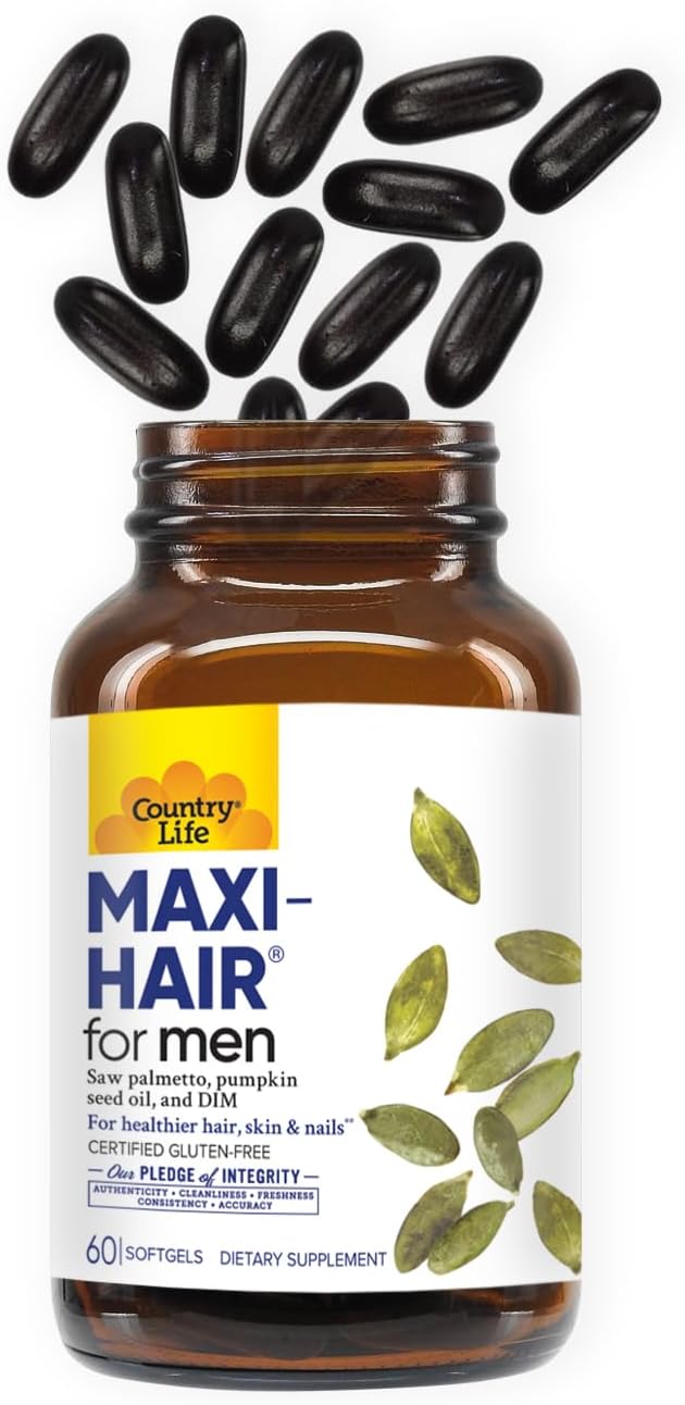 Country Life Maxi-Hair for Men biotin softgels bottle 60 softgels