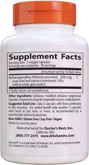 Doctor's Best Ashwagandha with Sensoril, 125 mg, 60 Veggie Caps