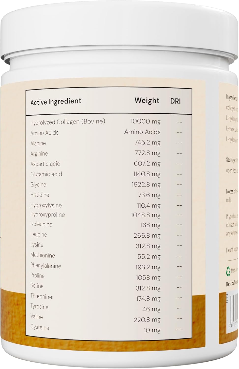 Nordic Omega Bovine Pure Collagen powder supplement facts ingredients 300g