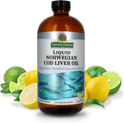 Nature’s Answer Liquid Norwegian Cod Liver Oil Lemon Lime 480ml bottle front view with lemon lime