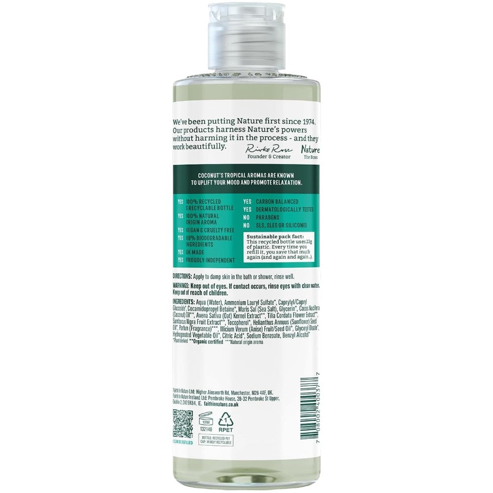 Faith In Nature Uplifting Body Wash Coconut 400ml bottle ingredients & barcode