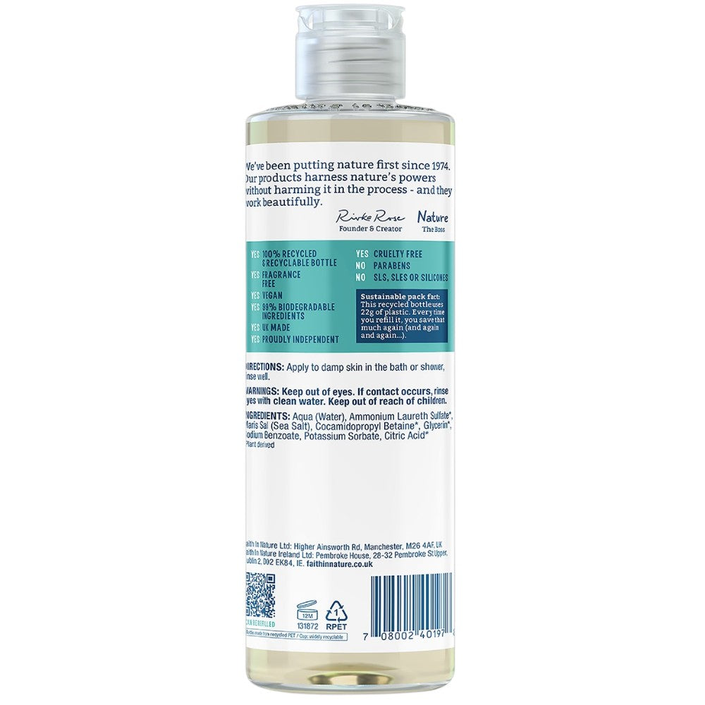 Faith In Nature Fragrance Free Body Wash Sensitive 400ml bottle ingredients & barcode