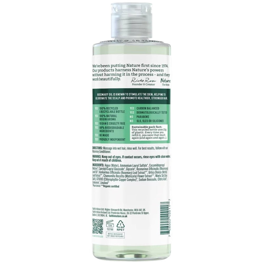 Faith In Nature Rosemary Stimulating Shampoo 400ml bottle ingredients & barcode