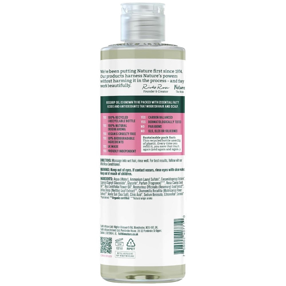 Faith In Nature Wild Rose Nourishing Shampoo 400ml bottle ingredients & barcode