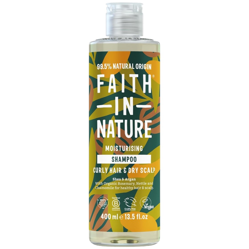 Faith In Nature Shea & Argan Moisturising Shampoo, bottle packaging, shea and argan, 400ml