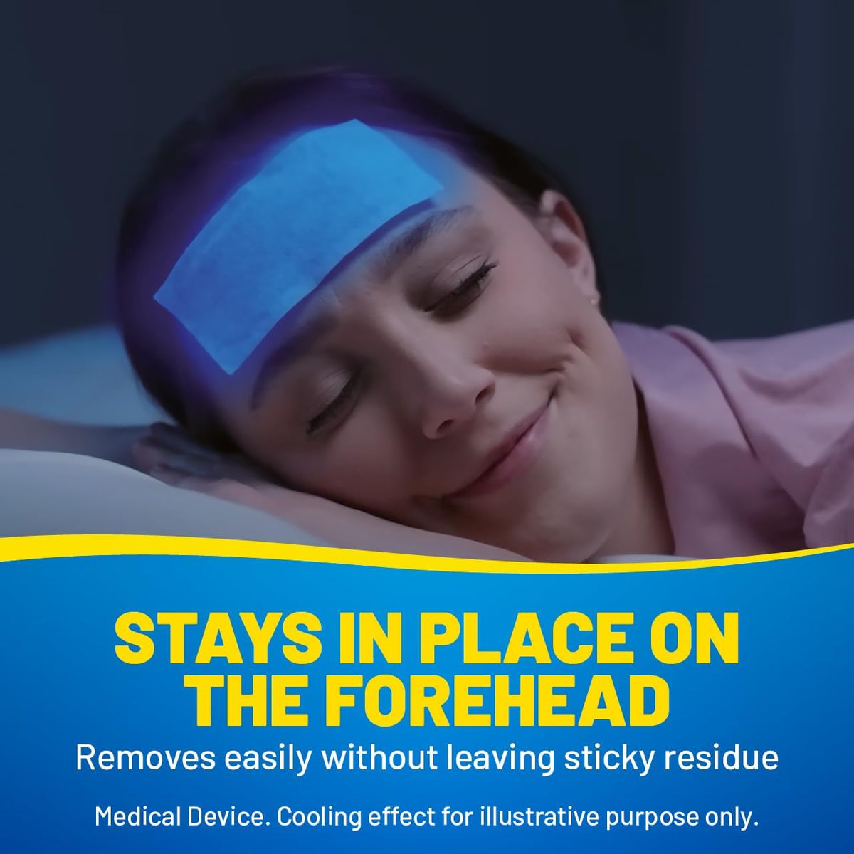 Kool'n Soothe Migraine Cooling Gel Sheets non medicated forehead cooling sheets 6 count lifestyle use image
