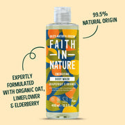 Faith In Nature Energising Grapefruit and Orange Body Wash 400ml bottle product information