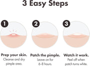 Box of Hero Mighty Patch Invisible+ clear hydrocolloid acne patches, how to use.