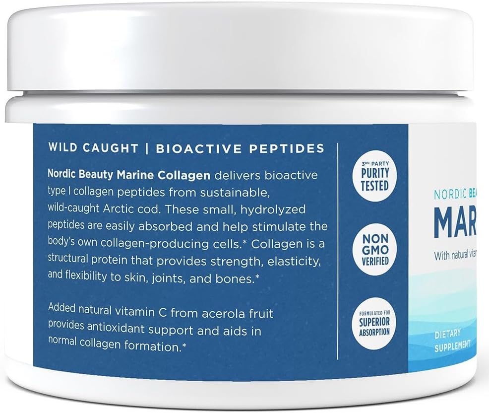 Supplement facts and ingredients for Nordic Beauty Collagen.