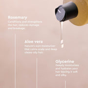 Urtekram Fine Hair Rosemary Shampoo, shampoo bottle packaging, rosemary fragrance, 250ml, product information