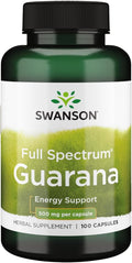Swanson Guaraná 100 Cápsulas | 500 mg | Apoyo Natural para la Energía