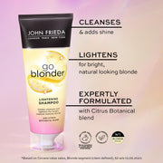 John Frieda Go Blonder Lightening Conditioner, bottle packaging, citrus fragrance, 75ml, blonde haircare use