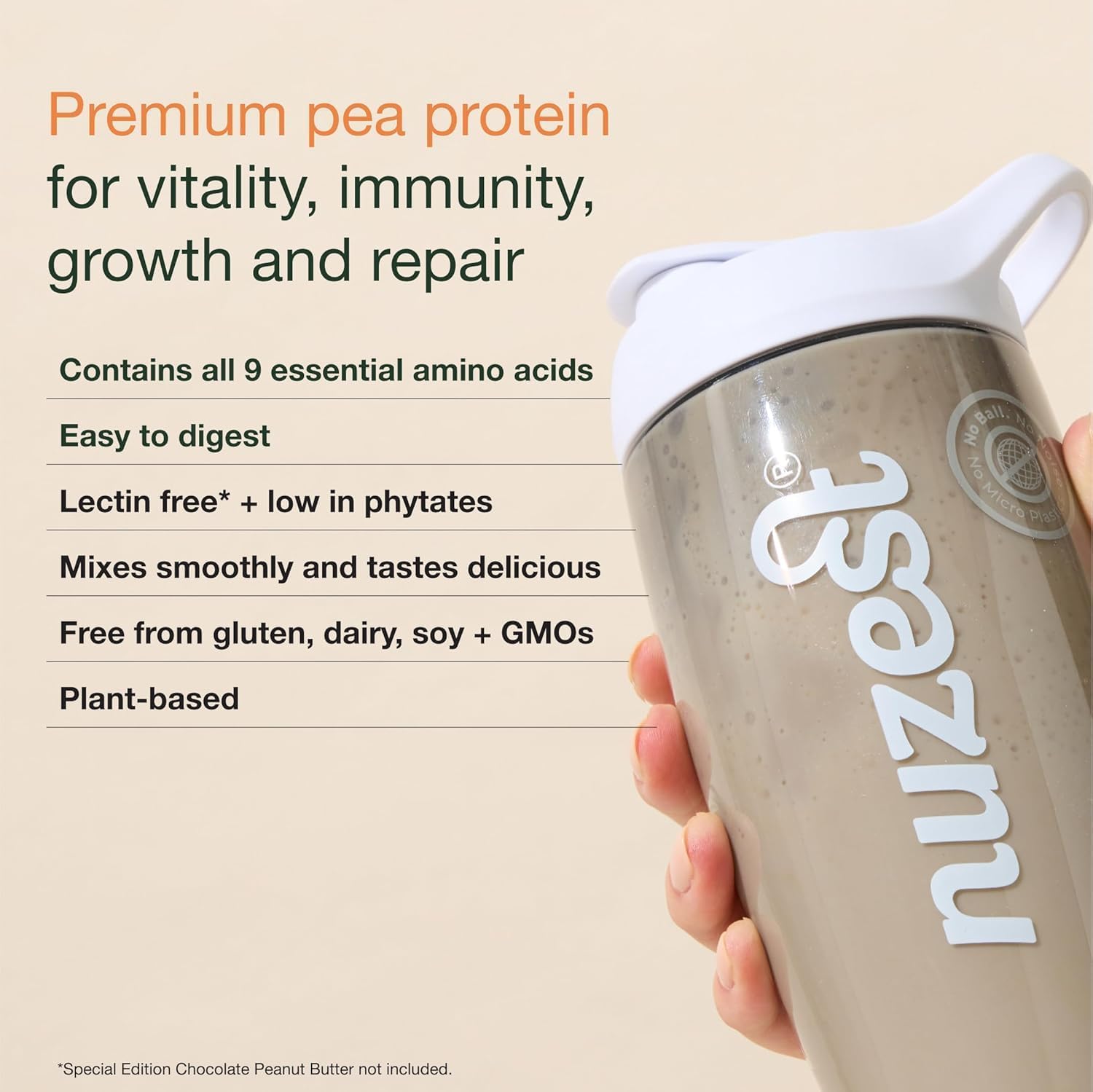 Nutritional info & ingredients for Nuzest Clean Lean Protein Salted Caramel.