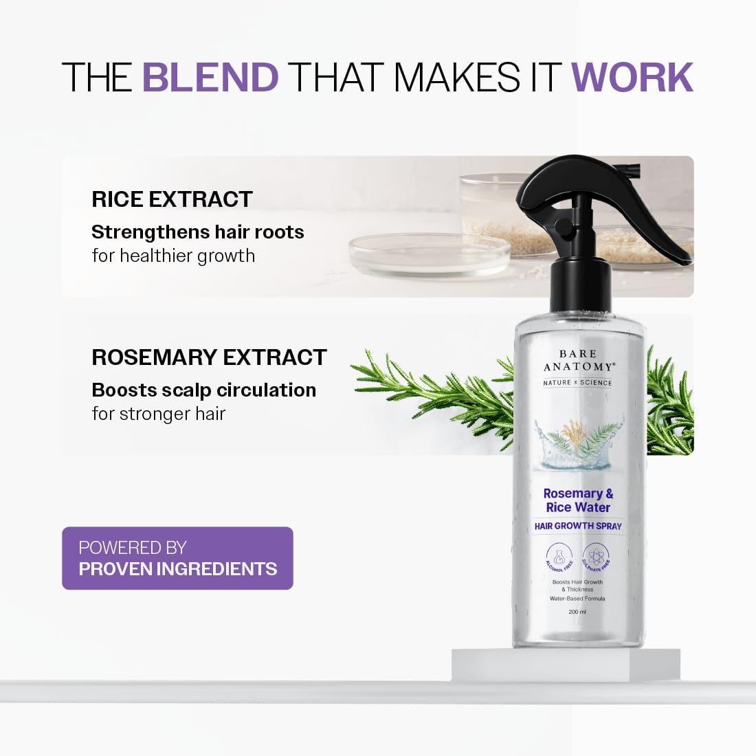 Bare Anatomy Rosemary & Rice Water Hair Spray - 200ml