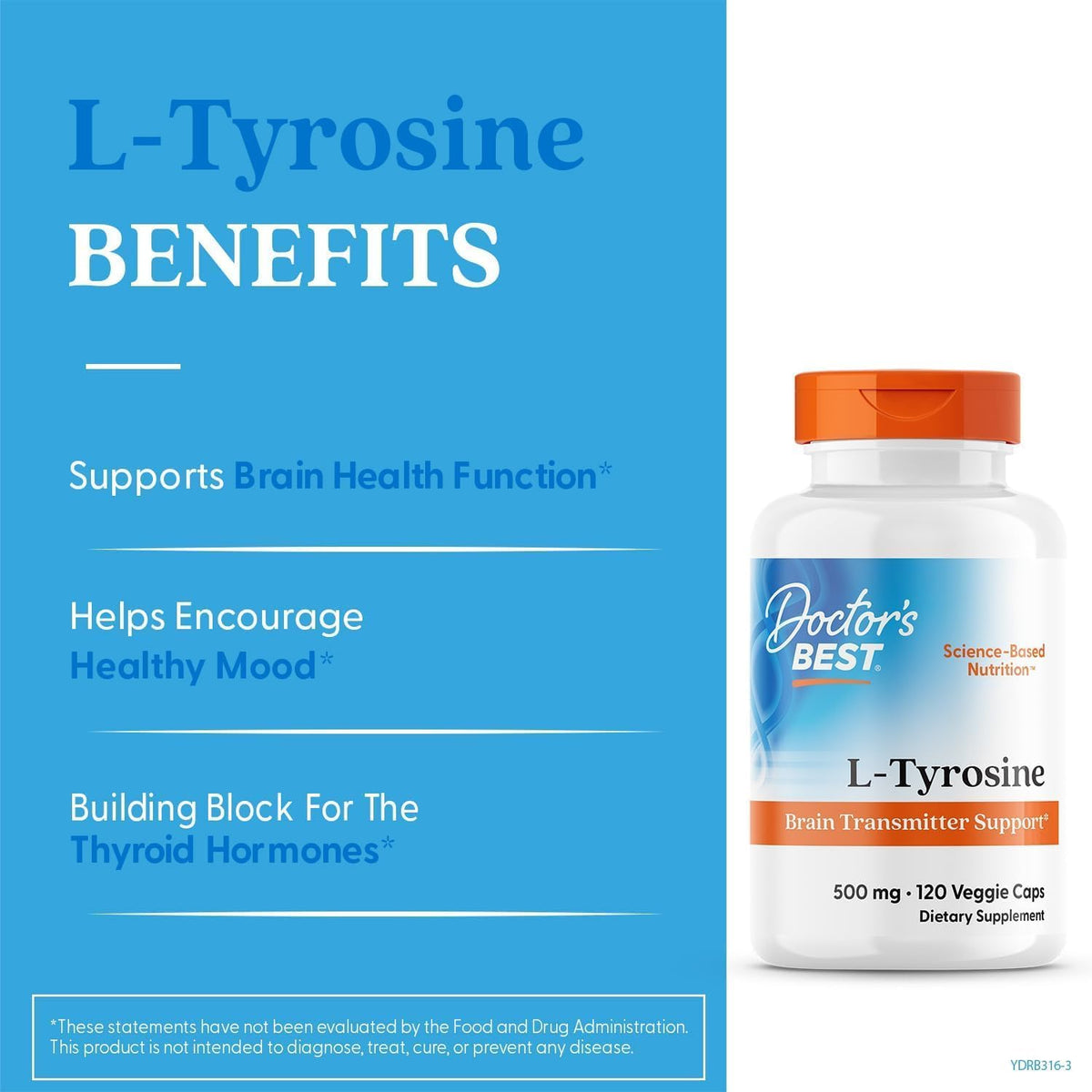 Doctor's Best L-Tyrosine 500 mg - 120 Capsules Végétales