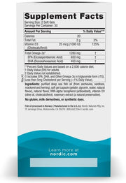 Supplement facts label for Nordic Naturals maximum strength omega-3 and D3 formula.