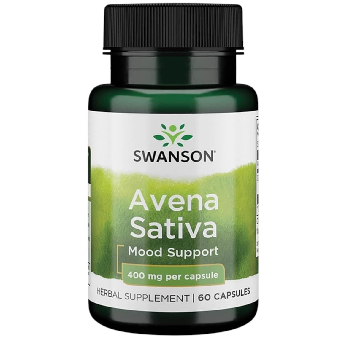 Swanson Full Spectrum Avena Sativa 400mg green oat grass herbal supplement bottle front label 60 capsules
