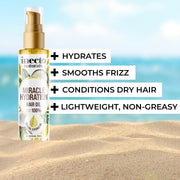 Inecto Naturals Miracle Hydration Hair Oil, pump bottle packaging, Coconut fragrance, 100ml, ingredients information