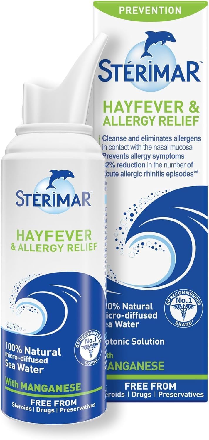 Sterimar Hayfever & Allergy Relief Nasal Spray with Manganese, spray bottle packaging, unflavoured, 100ml