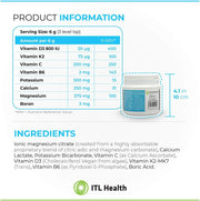 Ingredient panel and directions for MAG365 mineral powder.