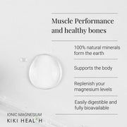 Supplement facts & ingredients image: KIKI Health ionic magnesium liquid drops ingredient panel bottle 50ml