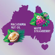 Aussie SOS Soothe & Hydrate Shampoo 300ml ingredients label with macadamia seed oil