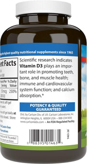 arcode image: Carlson Vitamin D3 2000 IU bottle barcode softgels 360 count