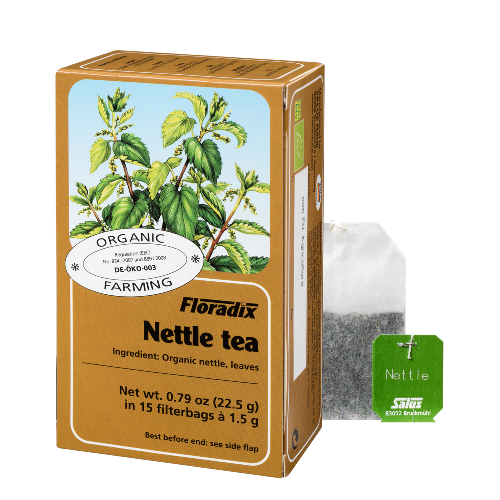Floradix Organic Nettle Herbal Tea box, 15 teabags.