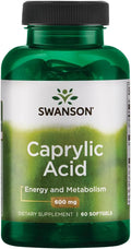 Swanson Acide Caprylique 600 mg 60 Capsules Molles | Soutien du métabolisme et de l'énergie